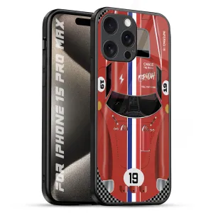 Racing Vintage Glass Case for iPhone 15 Pro Max Vivid Surface Detail Minimal Look