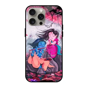 Durable Texture Sleek Feel Radha Krishna Art Glass Case for iPhone 15 Pro Max
