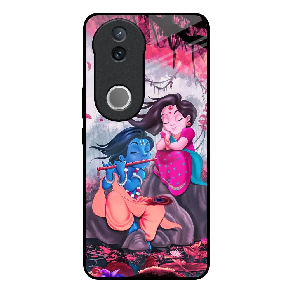 Radha Krishna Art Glass Case for IQOO Z10R 5G Matte Detail daily protection
