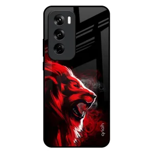 Red Angry Lion Glass Case for Oppo Reno 12 Pro 5G Heat dissipation Custom Fit