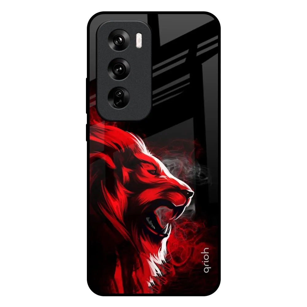 Red Angry Lion Glass Case for Oppo Reno 12 Pro 5G Heat dissipation Custom Fit