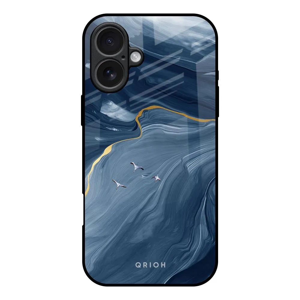 Deep Ocean Marble Glass Case for iPhone 17 Fashion Touch