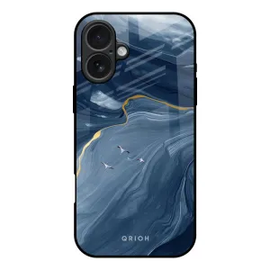 Deep Ocean Marble Glass Case for iPhone 17 Fashion Touch