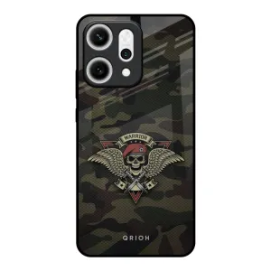 Hybrid Pattern Design Army Warrior Glass Case for Oppo Reno14 5G
