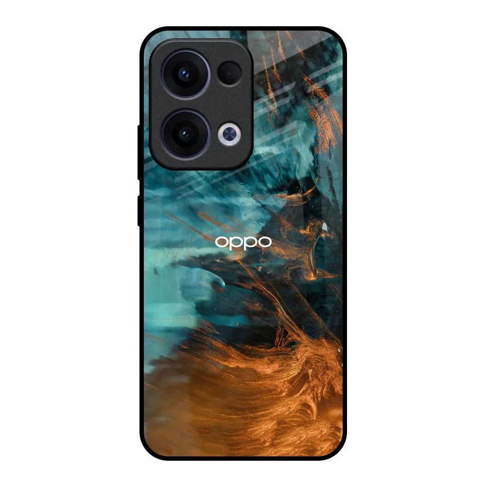 Golden Splash Glass Case for Oppo Reno13 5G Soft Silicone Sleek Appearance