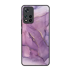 Refined Style Soft Texture Purple Gold Marble Glass Case for Mi 11i