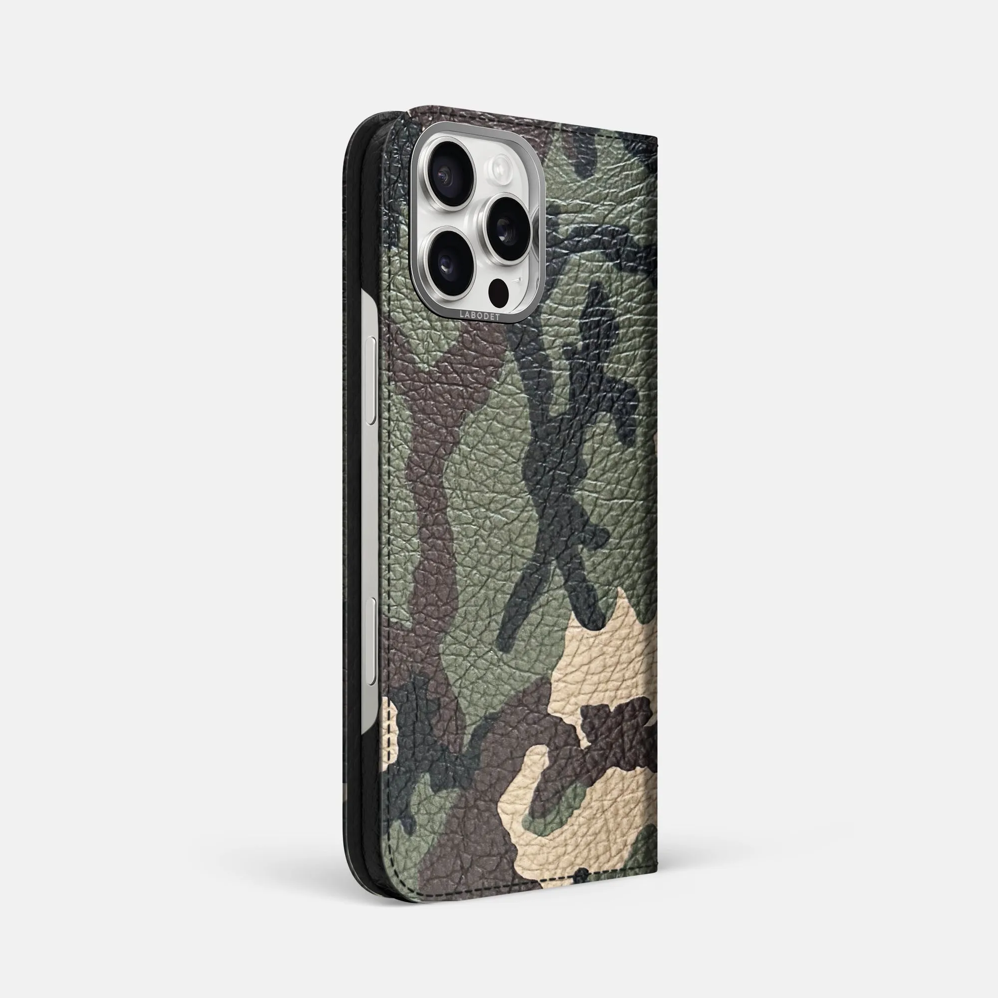 Rugged Pattern Texture Folio Case For iPhone 16 Pro Max In Calf