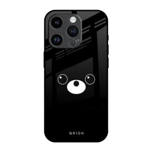 Cute Bear Glass Case for iPhone 14 Pro Polished Texture Design