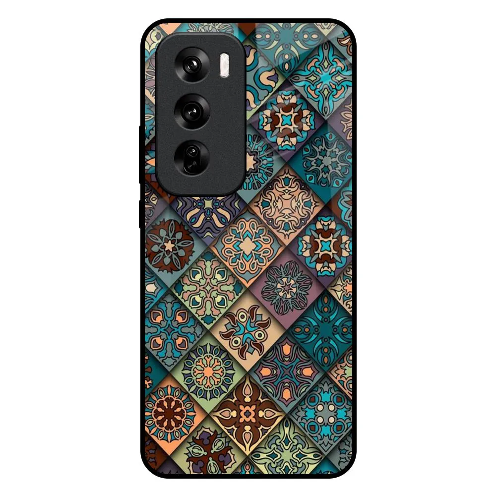 Retro Art Glass Case for Oppo Reno 12 5G Matte Texture Design