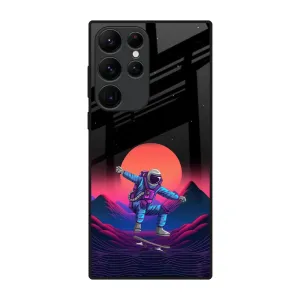 Tactile Feel Everyday Comfort Retro Astronaut Glass Case for Samsung Galaxy S22 Ultra 5G