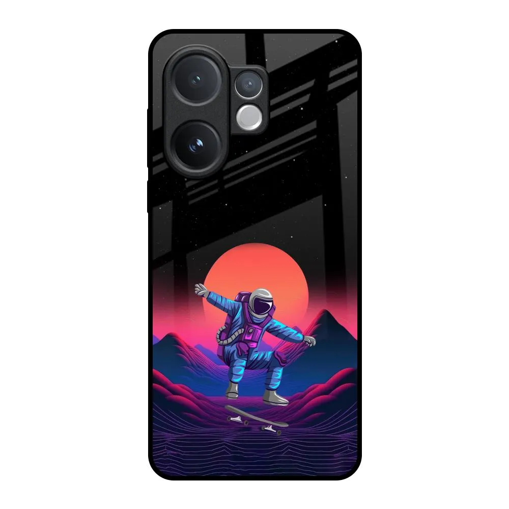Retro Astronaut Glass Case for Vivo V60 5G Durable Build Texture Ultra Thin