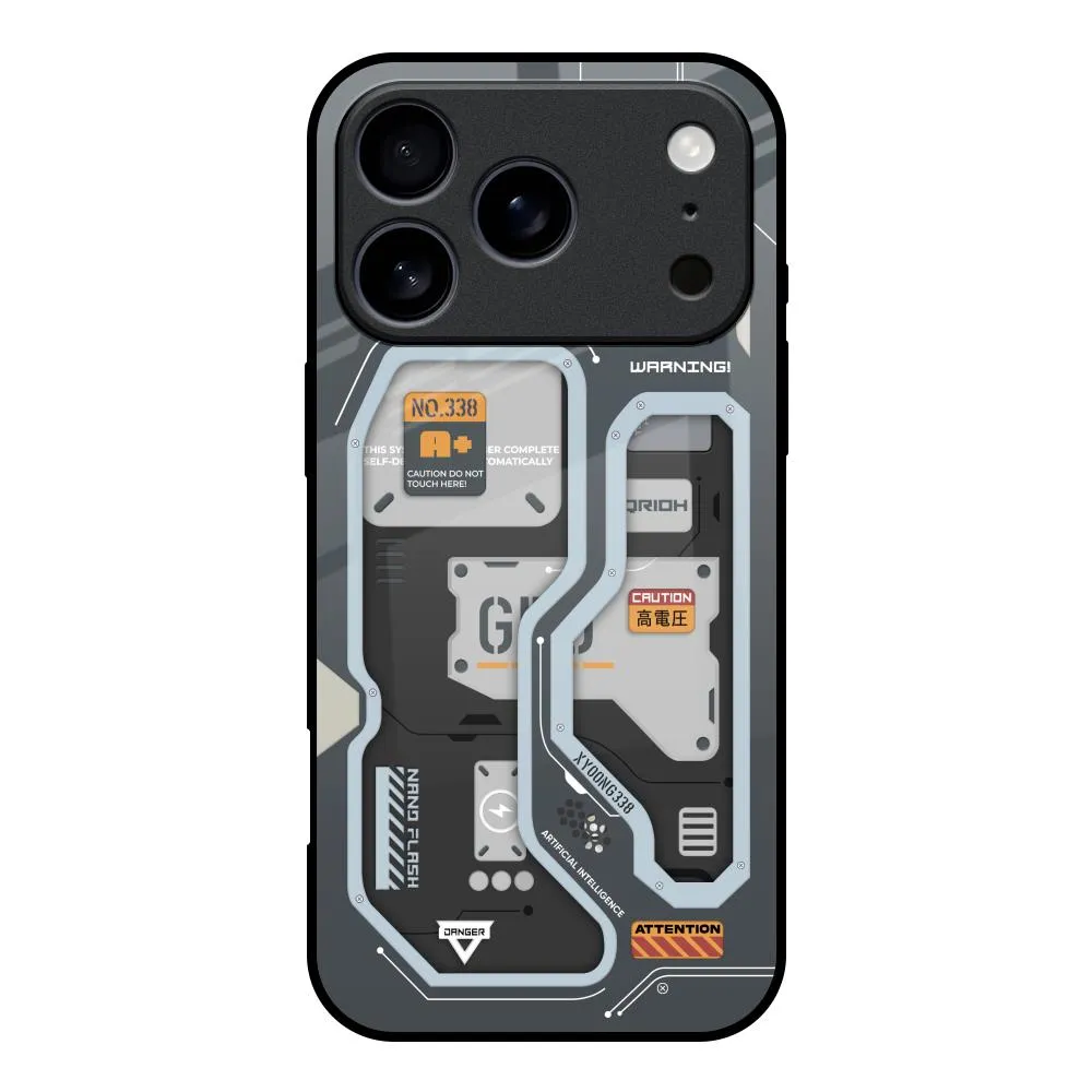 Modern Texture Build Stylish Edge Retro Futuristic Glass Case for iPhone 17 Pro