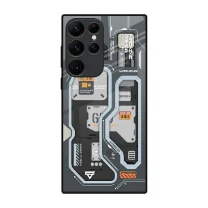 Retro Futuristic Glass Case for Samsung Galaxy S22 Ultra 5G Protective Detailing Stylish Detail Layer