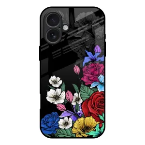 Slim Edge Drop Protection Rose Flower Bunch Art Glass Case for iPhone 17
