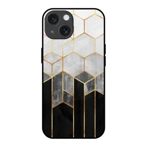 Transparent Edge Hybrid Pattern Tricolor Pattern Glass Case for iPhone 15