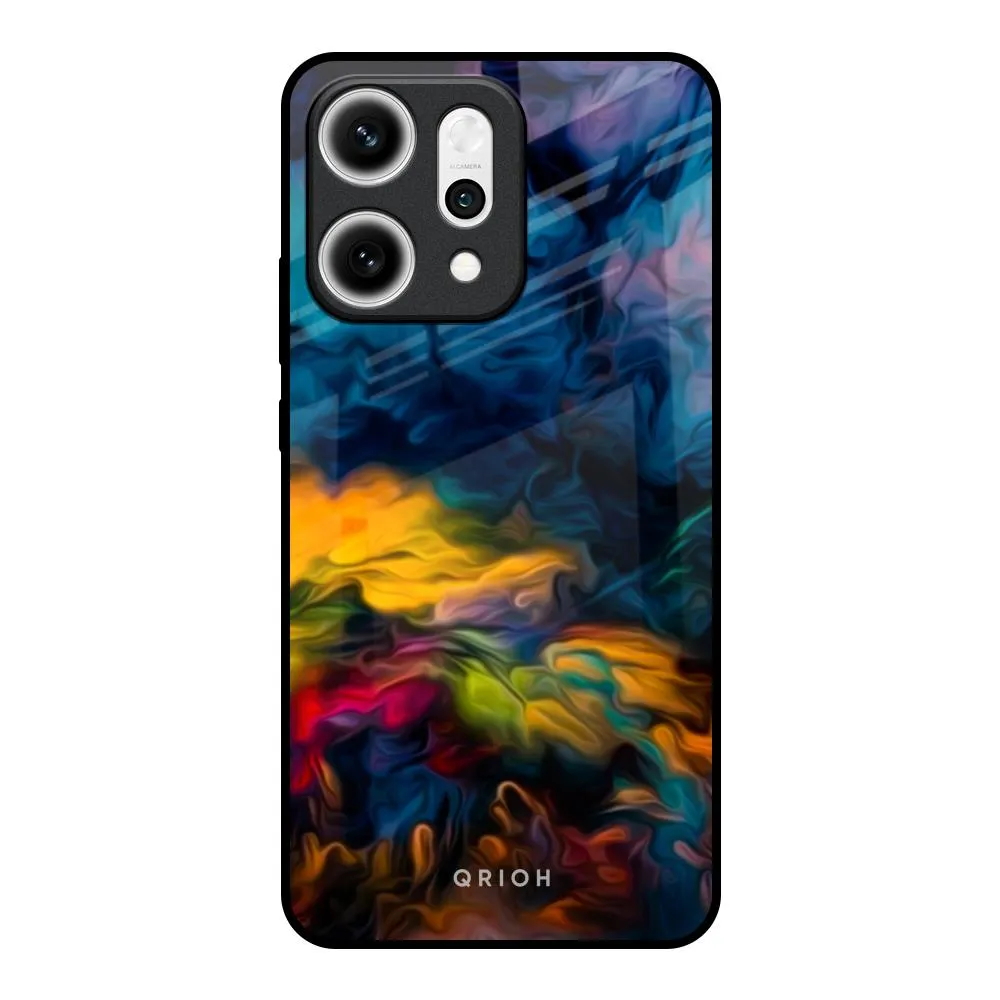 Multicolor Oil Painting Glass Case for Oppo Reno14 5G Protective Corners Modern Surface Design