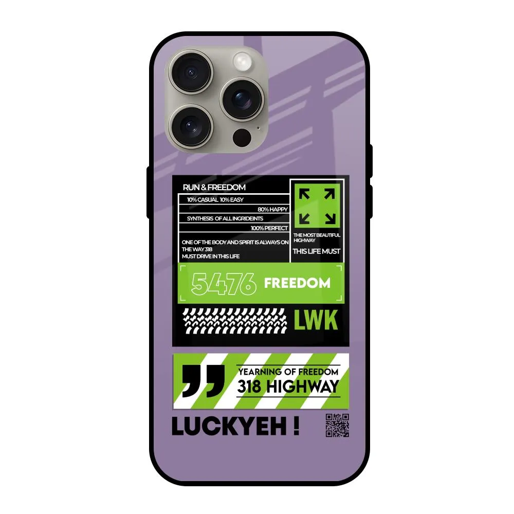 Shock Surface Stylish Layer Run & Freedom Glass Case for iPhone 15 Pro Max