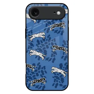 Trendy Design Blue Cheetah Glass Case for iPhone 17 Air