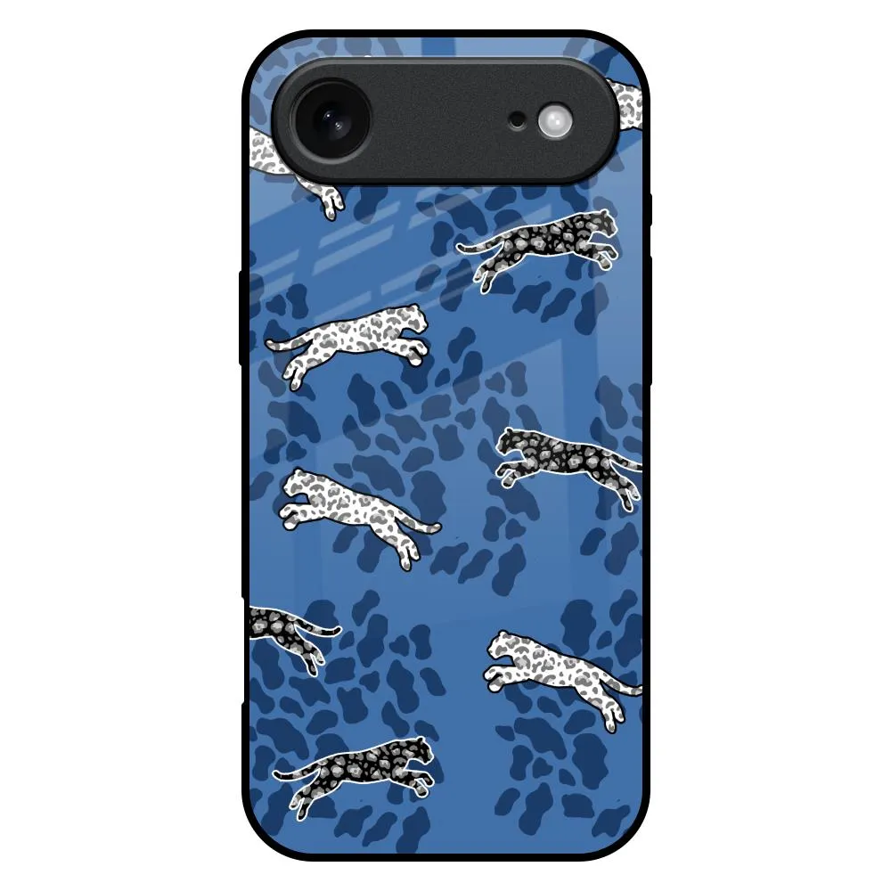 Trendy Design Blue Cheetah Glass Case for iPhone 17 Air
