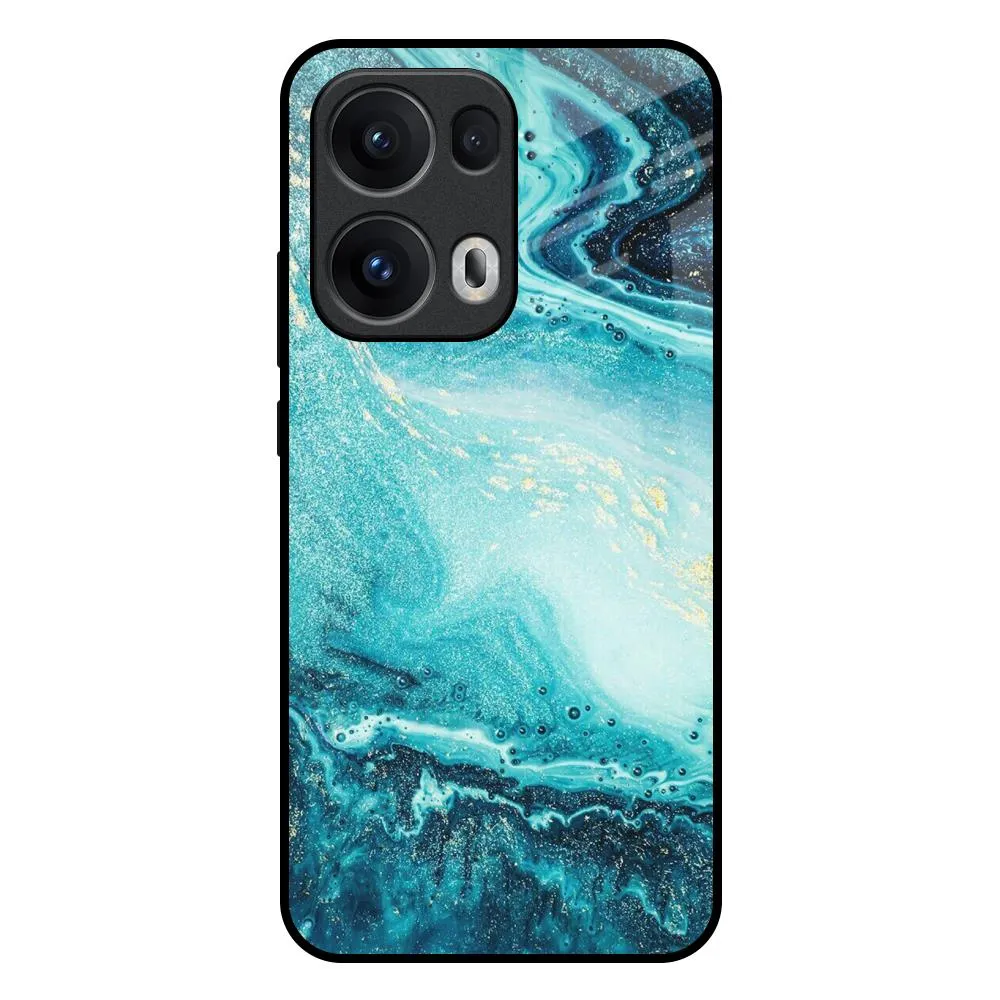 Trendy Pattern Shock Surface Layer Sea Water Glass Case for Oppo Reno13 Pro 5G