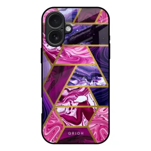 Strong material Electroplated Geometric Marble Glass Case for iPhone 17