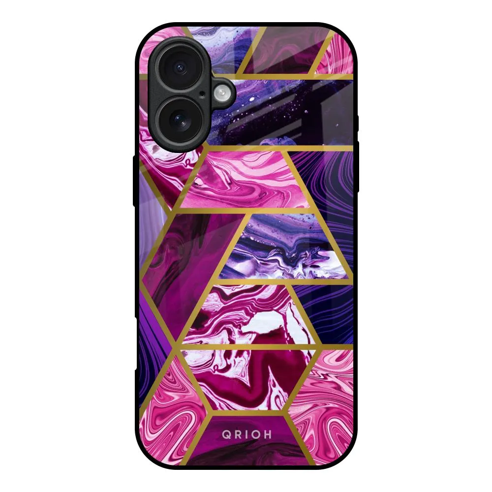 Strong material Electroplated Geometric Marble Glass Case for iPhone 17