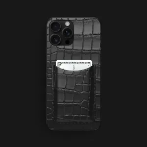 Slim Card Case Edition Black For iPhone 16 Pro Max In Alligator Soft Texture