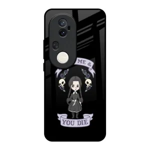 Rugged Grip Elegant Surface Touch Me & You Die Glass Case for Vivo T4 Ultra 5G