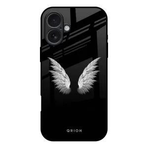 White Angel Wings Glass Case for iPhone 17 Smooth Touch Minimal Cover