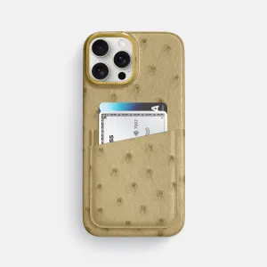 Hand Friendly Double Card Case For iPhone 16 Pro Max In Ostrich