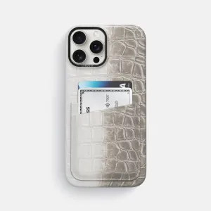 Double Card Case For iPhone 16 Pro Max In Himalayan Crocodile Luxury Finish Texture Rugged Design