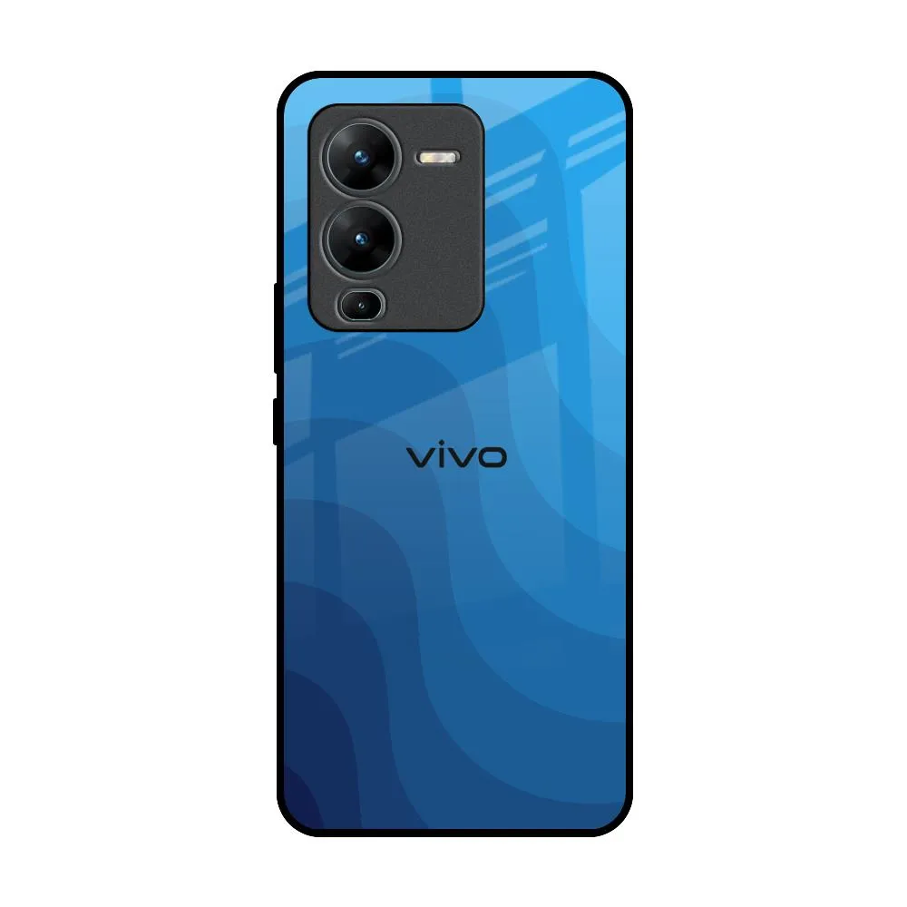 Refined Texture Travel Essential Blue Wave Abstract Glass Case for Vivo V25 Pro