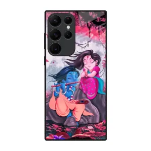 Shock Resistant Radha Krishna Art Glass Case for Samsung Galaxy S22 Ultra 5G