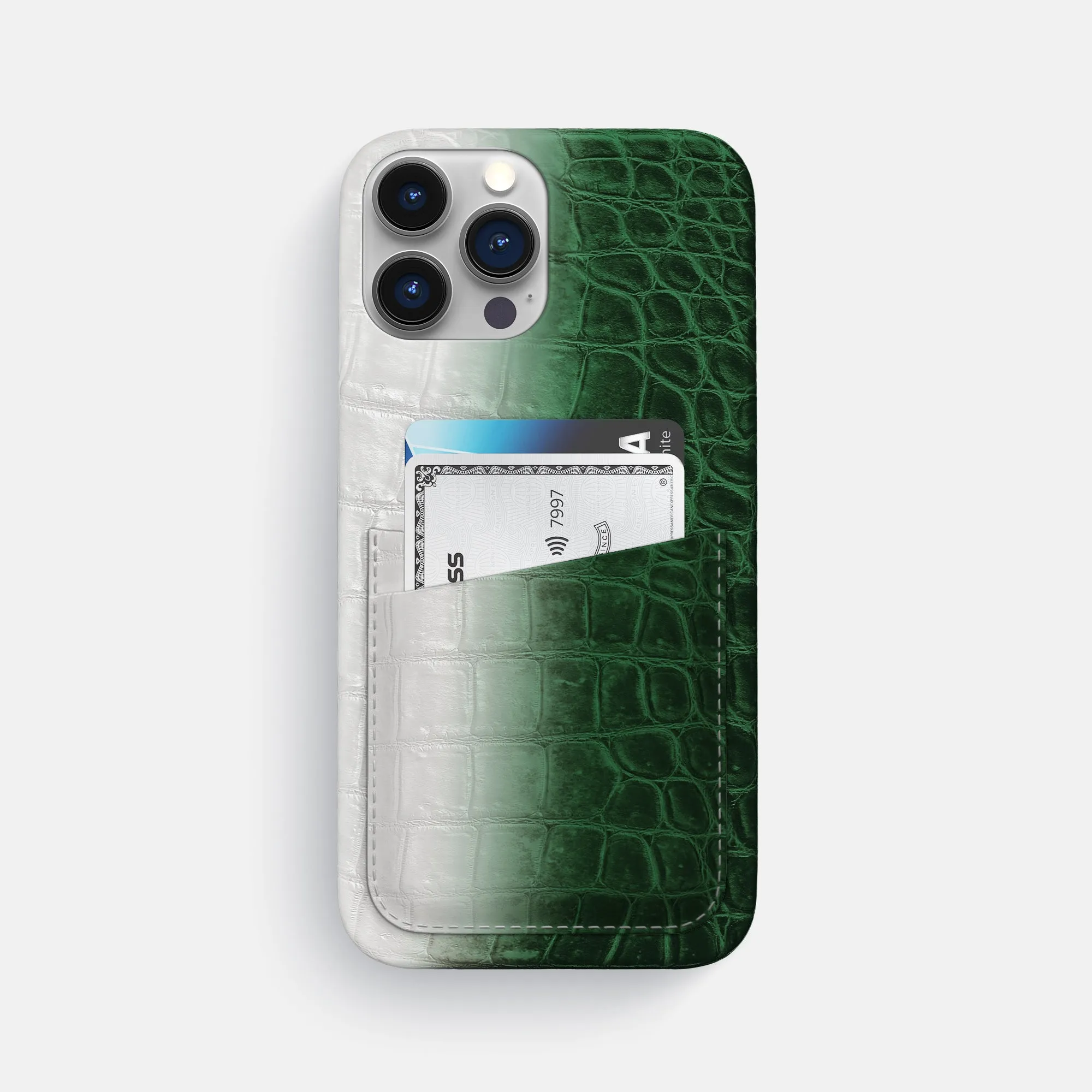 Slim Double Card Case For iPhone 16 Pro Max In Himalayan Crocodile Durable Surface Design