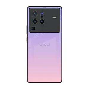 Hybrid Frame Wireless Charging Compatible Lavender Gradient Glass Case for Vivo X80 Pro 5G