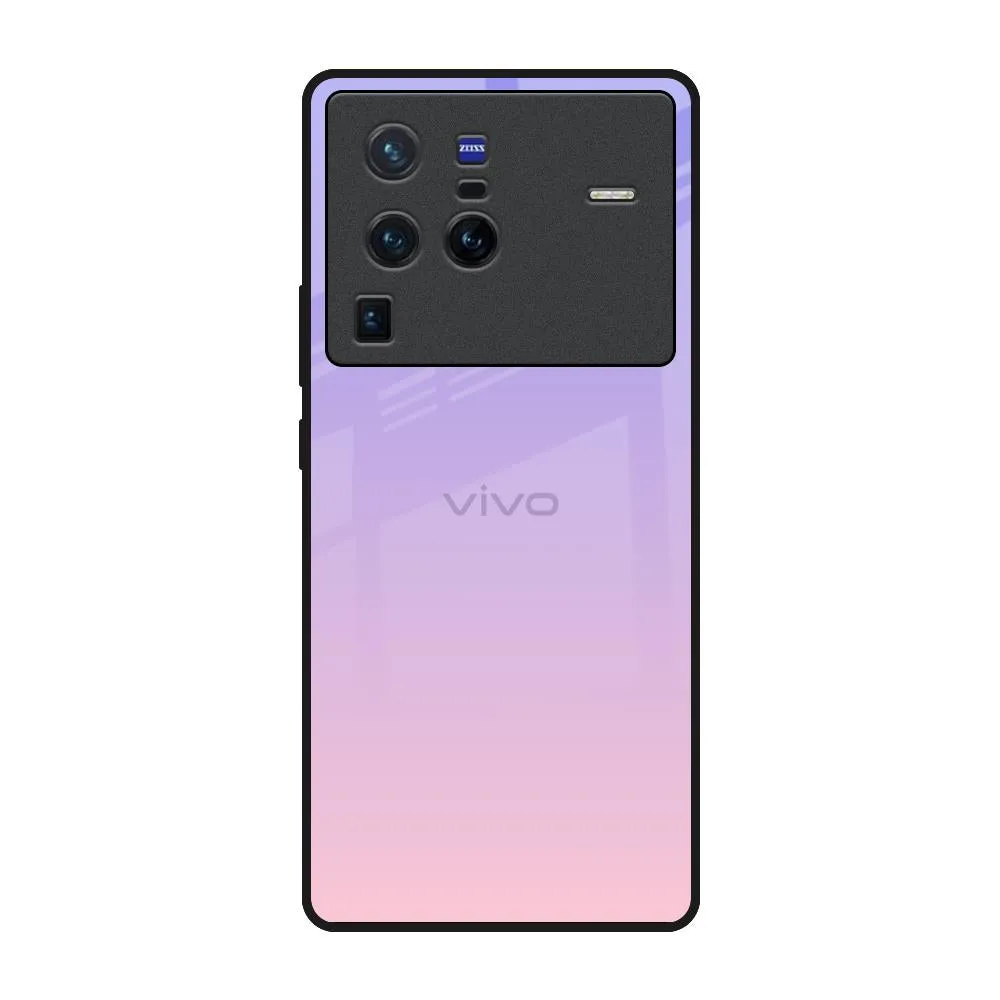 Hybrid Frame Wireless Charging Compatible Lavender Gradient Glass Case for Vivo X80 Pro 5G