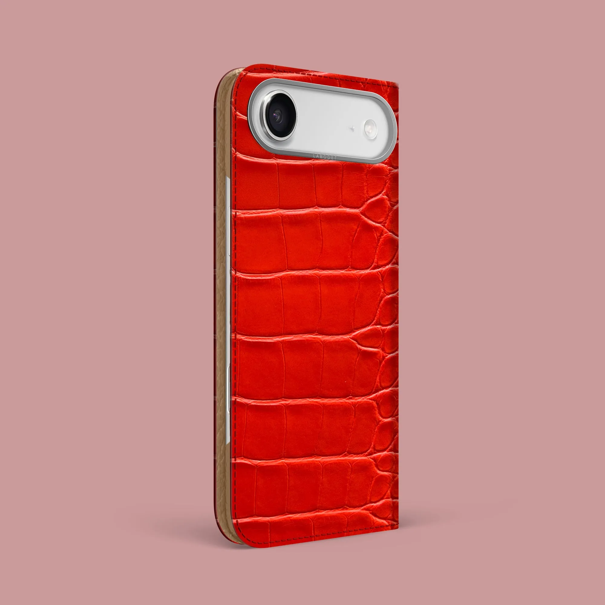 Folio Case Deep Coral For iPhone 17 Air In Alligator Comfort Texture Layer Shock shield