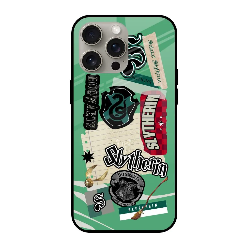 Slytherin Glass Case for iPhone 15 Pro Max Flexible Pattern
