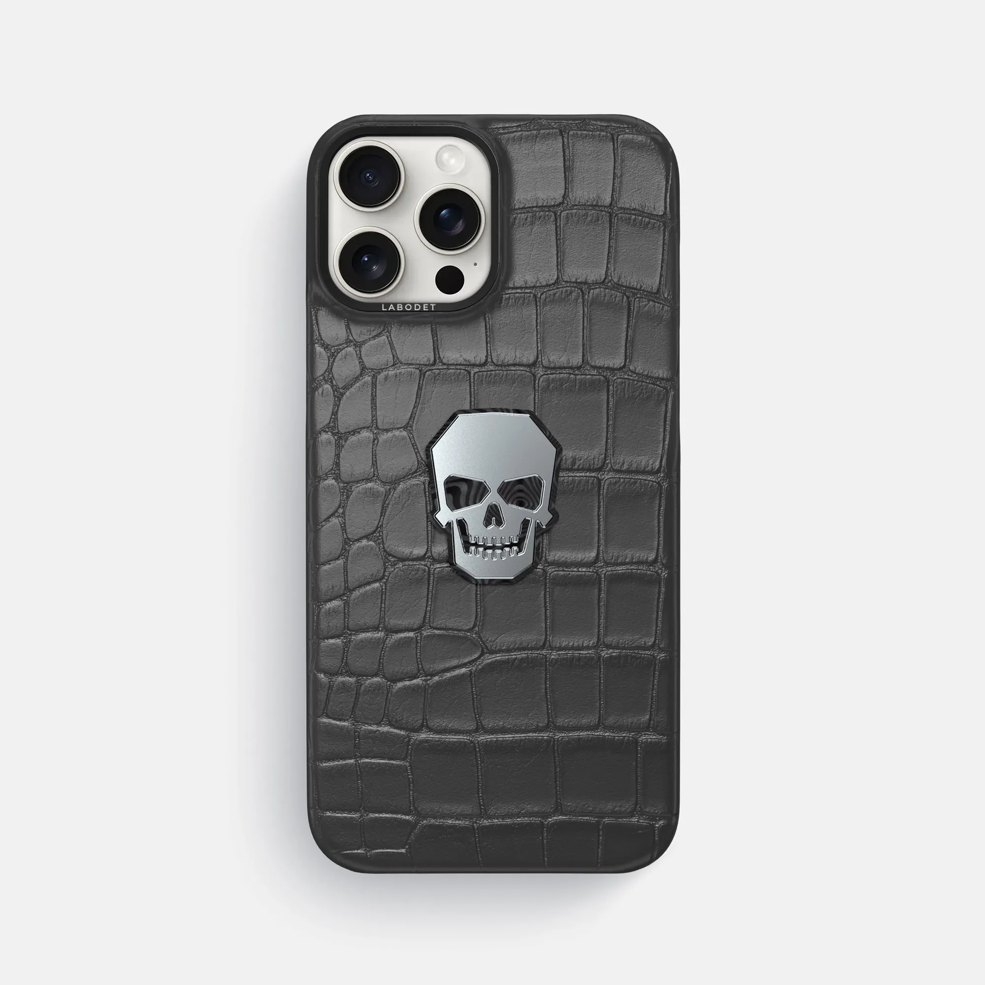 Soft Edging Classic Case With Titanium Skull For iPhone 16 Pro Max In Alligator