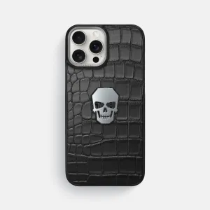 Matte Texture Design Classic Case With Titanium Skull For iPhone 16 Pro Max In Alligator