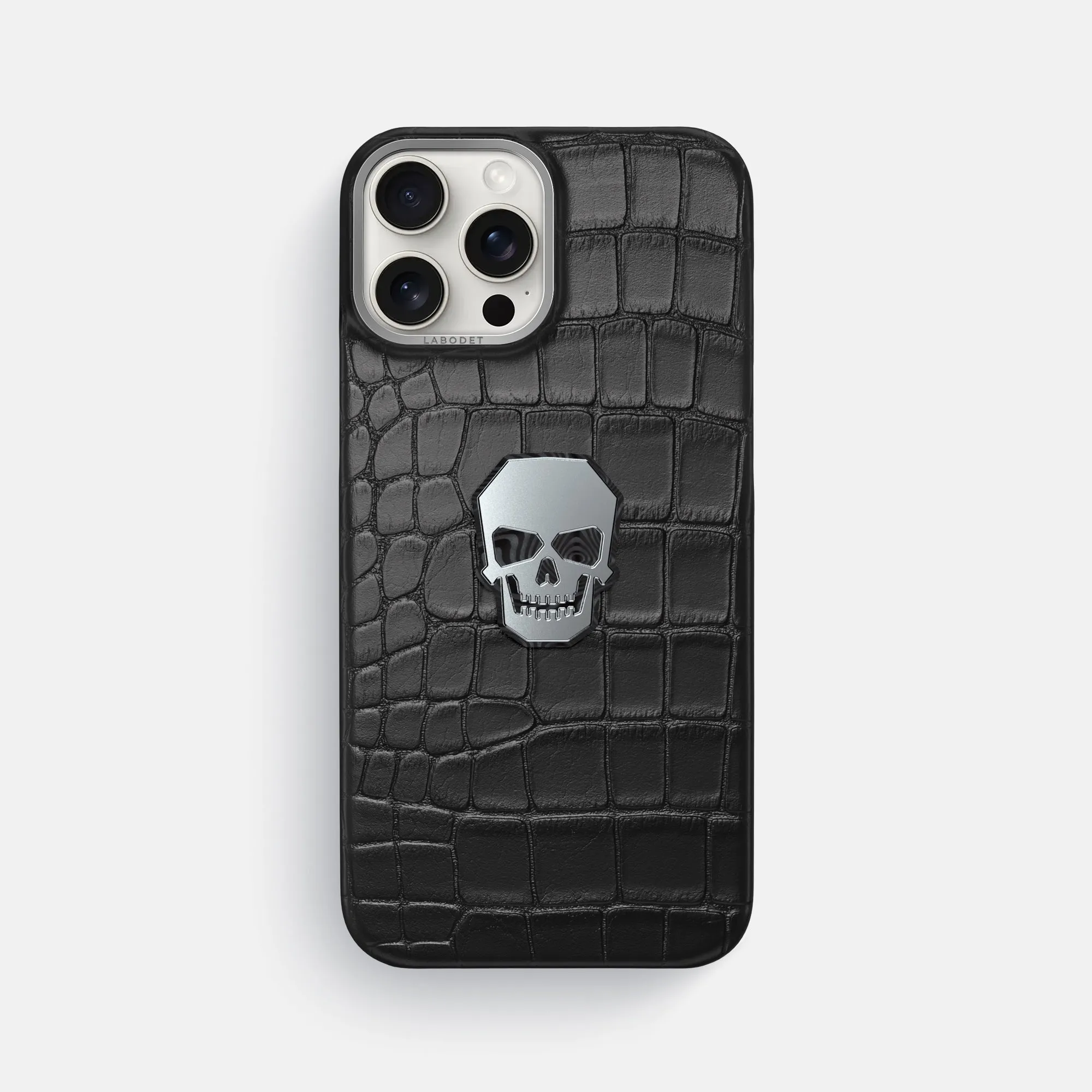 Matte Texture Design Classic Case With Titanium Skull For iPhone 16 Pro Max In Alligator