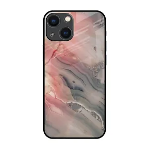 Protective barrier Urban Accessory Pink And Grey Marble Glass Case For iPhone 14 Plus