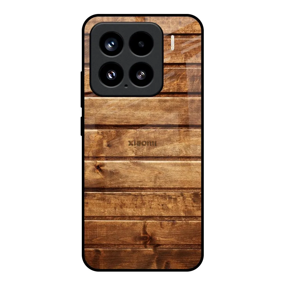 Wooden Planks Glass Case for Mi 15 5G Luxury Finish Texture Matte Texture Layer