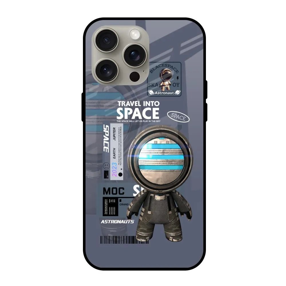 Student Gear Lightweight texture Space Travel Glass Case for iPhone 15 Pro Max