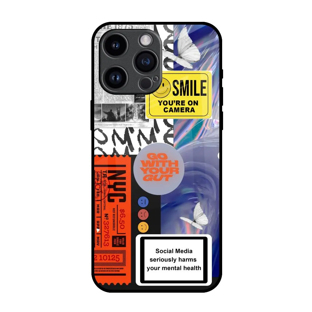 Smile for Camera Glass Case for iPhone 14 Pro Max Student Gear Vivid Surface Detail