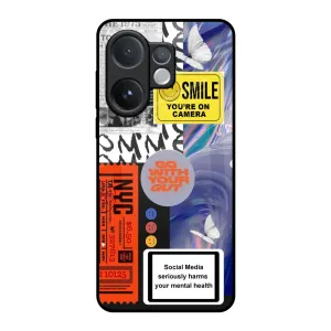 Compact Look Luxury Texture Smile for Camera Glass Case for Vivo V60 5G