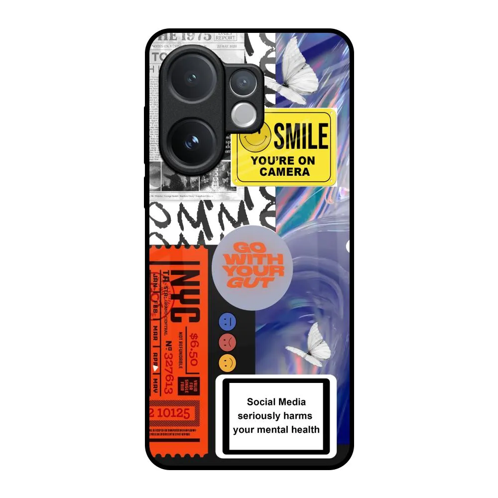 Compact Look Luxury Texture Smile for Camera Glass Case for Vivo V60 5G