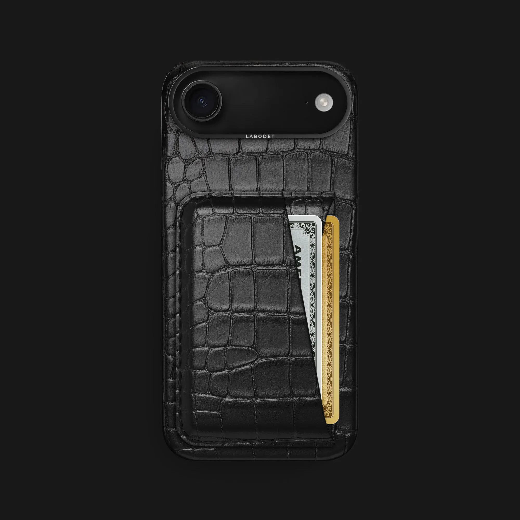Double Card Case Edition Black For iPhone 17 Air In Alligator Simple Look Handy Use
