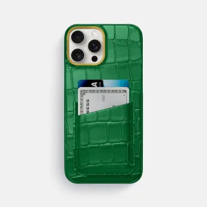 Premium Style Soft touch layer Double Card Case For iPhone 16 Pro Max In Alligator