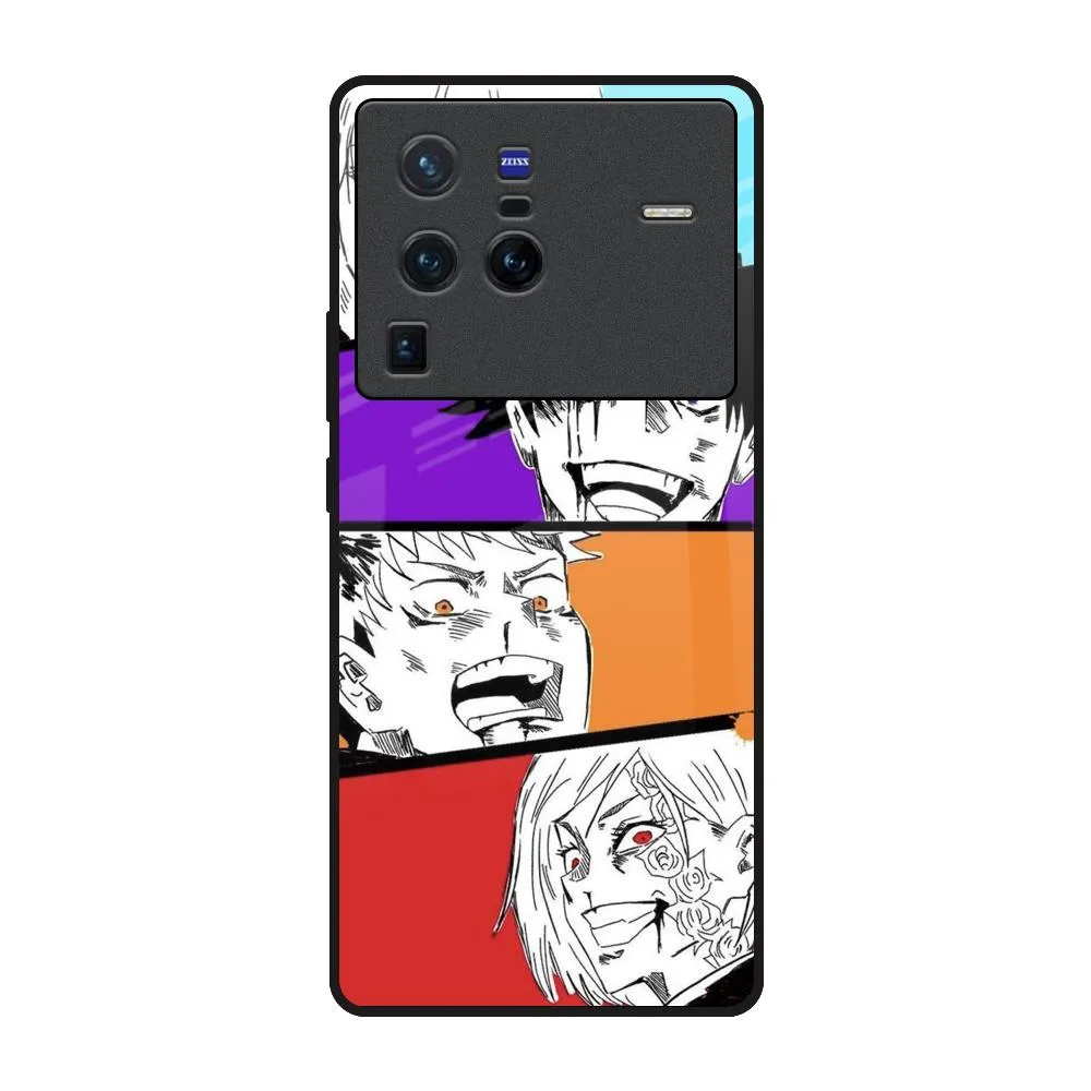 Anime Sketch Glass Case for Vivo X80 Pro 5G Polished Texture Design